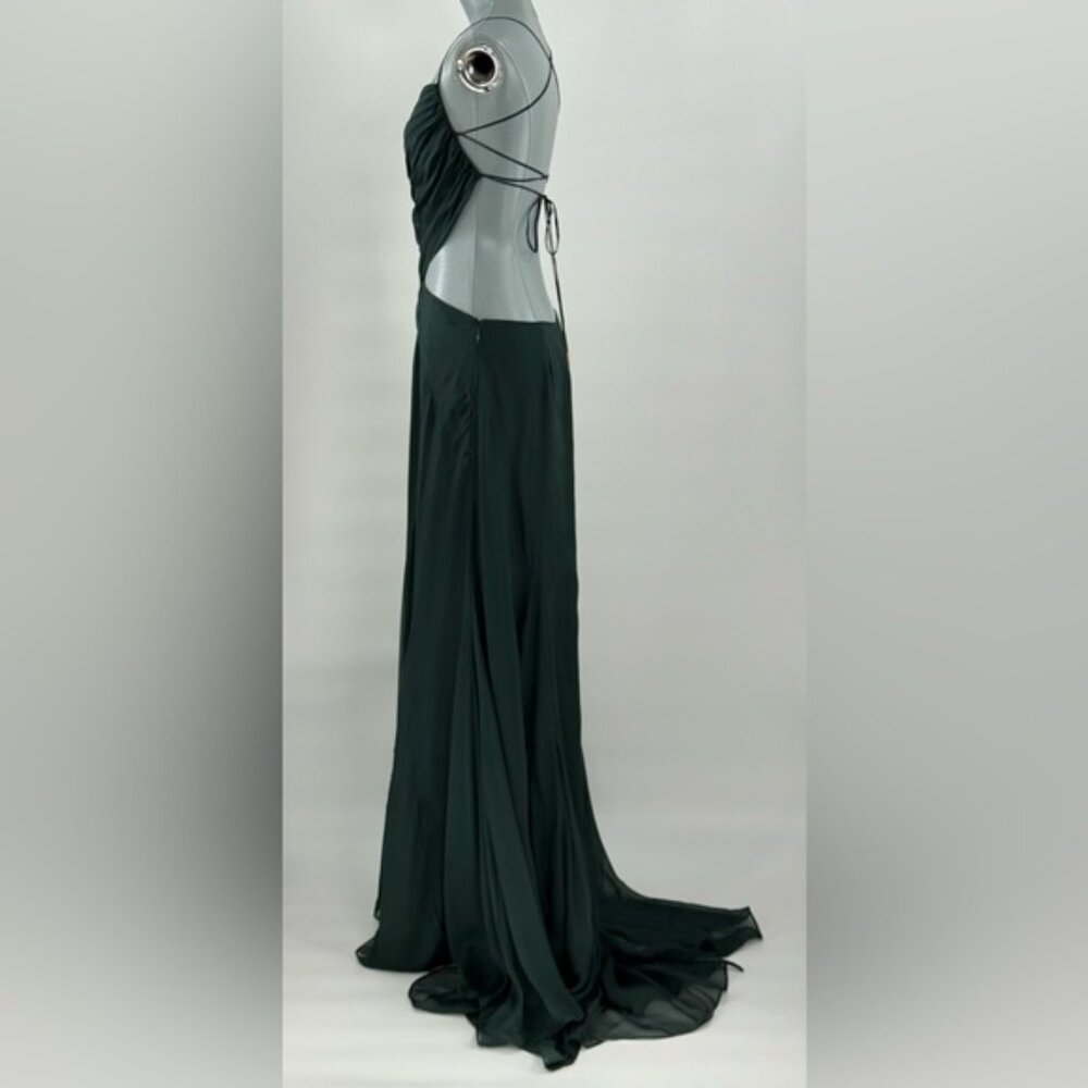 🆕 CULT GAIA 🧿 NWOT Aphea Silk Cut Out Backless Dress, Forest Green - Sz US 8 - Picture 8 of 15